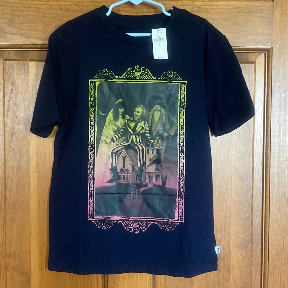 NWT Gap Warner Bros Beetlejuice navy short sleeve shirt, M/8